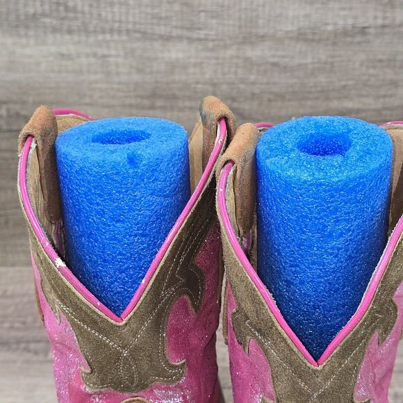 Sterling River Women's Size 9 B Brown Suede Shimmer Pink Western Cowgirl Boots - Picture 6 of 11